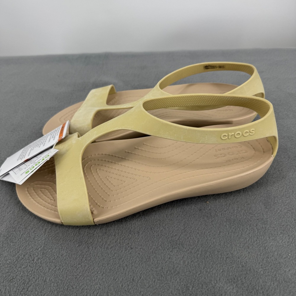 Crocs Serena Sandal Women's 9 Chai T Strap Slingback Sandals 205469-212 NWT